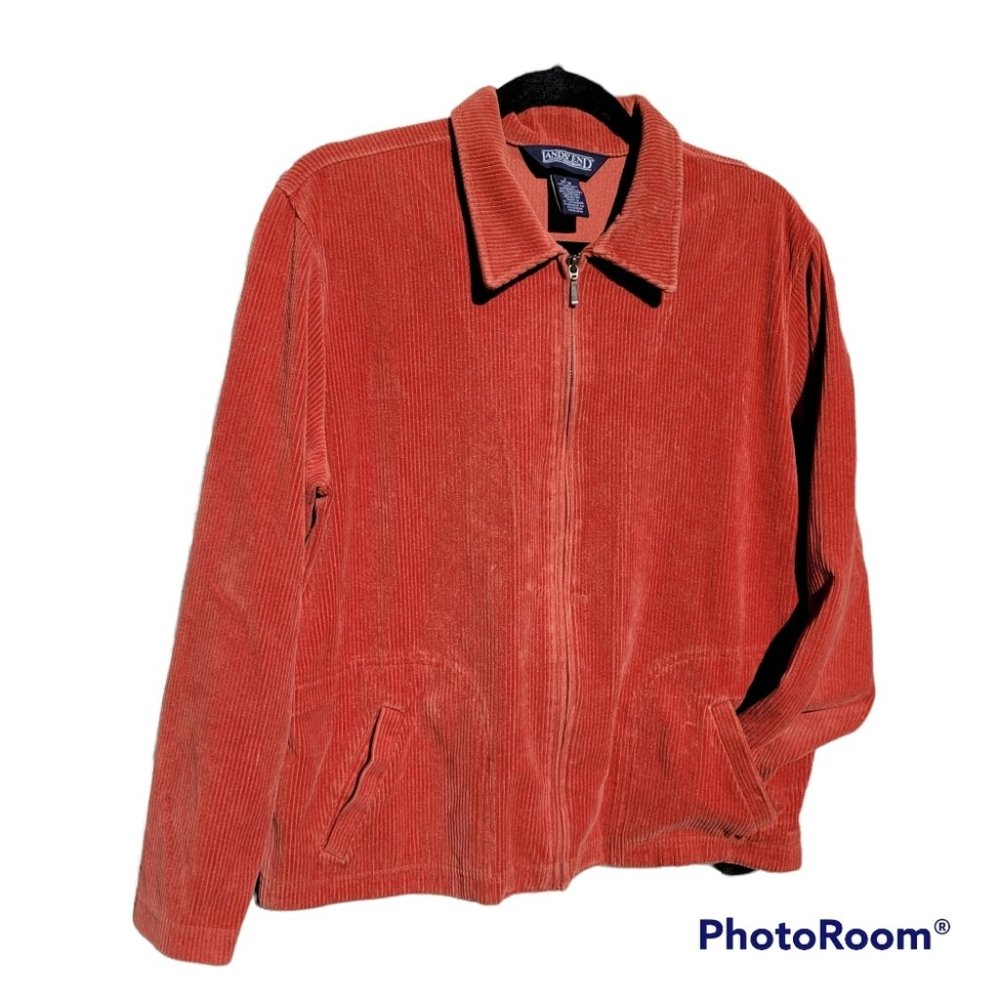 Land's End Corduroy Zip Up Jacket Orange